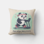 Cute Motivational Panda on Treadmill クッション (正面)