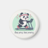 Cute Motivational Panda on Treadmill マグネット (正面)