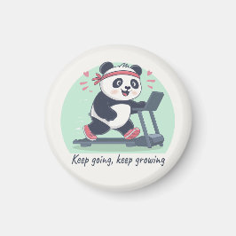 Cute Motivational Panda on Treadmill マグネット