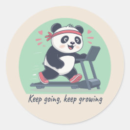 Cute Motivational Panda on Treadmill ラウンドシール