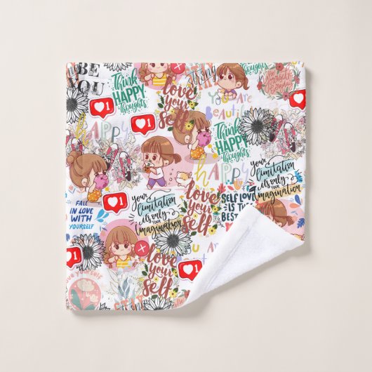 Cute Motivational – Positive Quote Kawaii ウォッシュタオル (ウォッシュタオル)