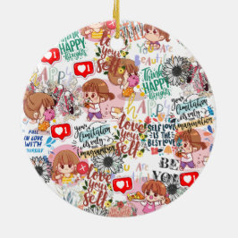 Cute Motivational – Positive Quote Kawaii  セラミックオーナメント