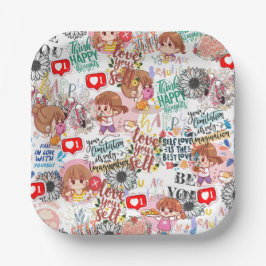 Cute Motivational – Positive Quote Kawaii  ペーパープレート