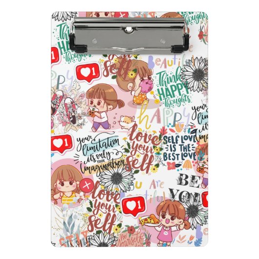 Cute Motivational – Positive Quote Kawaii  ミニクリップボード (正面)