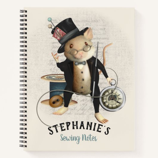 Cute Mouseビクトリアン裁縫ノートJournal ノートブック (正面)