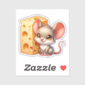 Cute Mouse and Cheese Cartoon シール (シート)