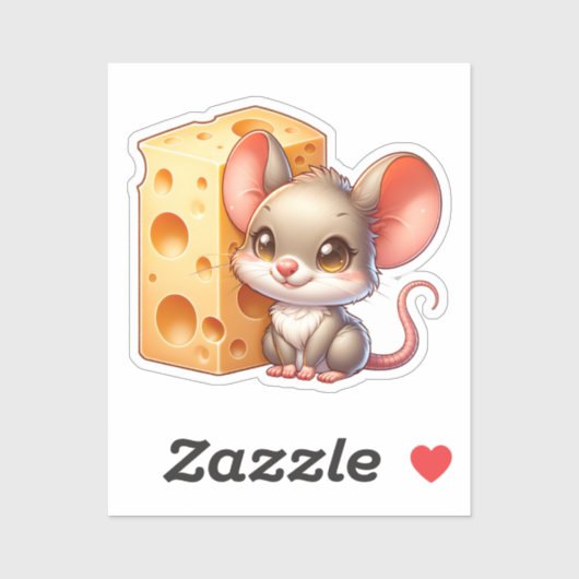 Cute Mouse and Cheese Cartoon シール (シート)