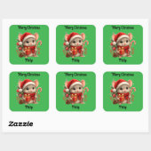 cute mouse Christmas holiday Sticker スクエアシール (シート)