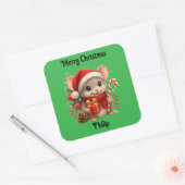 cute mouse Christmas holiday Sticker スクエアシール (封筒)