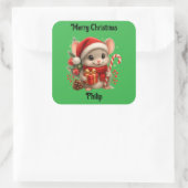cute mouse Christmas holiday Sticker スクエアシール (バッグ)