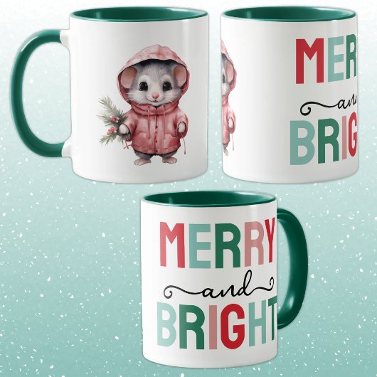 Cute mouse christmas merry and bright マグカップ