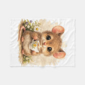 Cute Mouse Coffee Blanket – Kawaii Animal フリースブランケット (正面(横))
