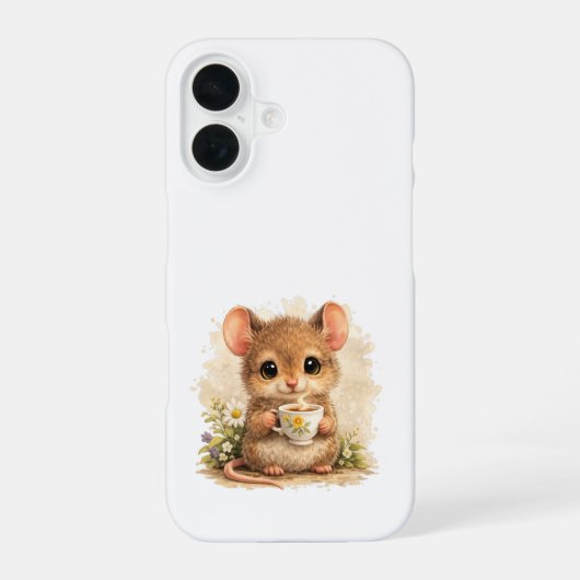 Cute Mouse Coffee iPhone 16 Case Kawaii 16ケース (裏面)