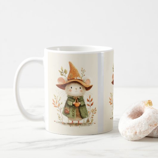 Cute Mouse Coffee Mug – Cozy Animal Art コーヒーマグカップ (ドーナツ)