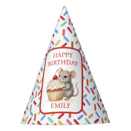 Cute Mouse, Cupcakes and Sprinkles Birthday パーティーハット