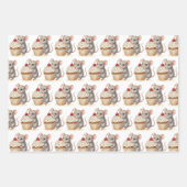 Cute Mouse, Cupcakes and Sprinkles Birthday ラッピングペーパーシート (正面)
