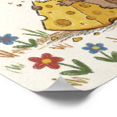 Cute Mouse Eating Cheese Crayon Drawing Kid ポスター (角)