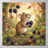 Cute Mouse Forest Animals Nursery Poster ポスター (正面)