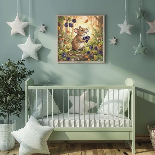 Cute Mouse Forest Animals Nursery Poster ポスター