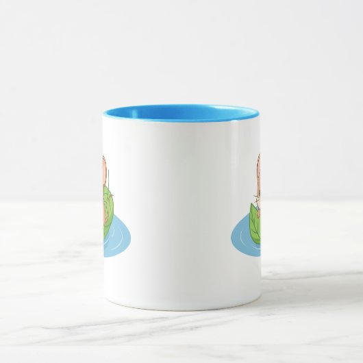 Cute Mouse in a Leaf Boat マグカップ (中央)