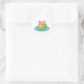 Cute Mouse in a Leaf Boat ラウンドシール (バッグ)