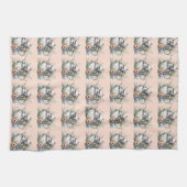 Cute Mouse in Floral Teapot Illustration キッチンタオル (横)