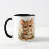 Cute Mouse Mug – Adorable Mouse Drinking Coffee マグカップ (左)