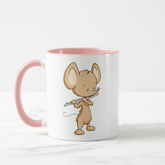 Cute Mouse Musician Flutist Personalized マグカップ (左)