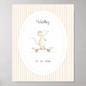 Cute Mouse Nursery Name Date Poster ポスター (正面)