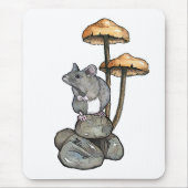Cute Mouse Standing on Rocks, with Mushrooms マウスパッド (正面)