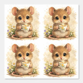 Cute Mouse Tea Pattern Wallpaper Nursery 壁紙 (正面)