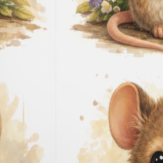 Cute Mouse Tea Pattern Wallpaper Nursery 壁紙 (縫い目)