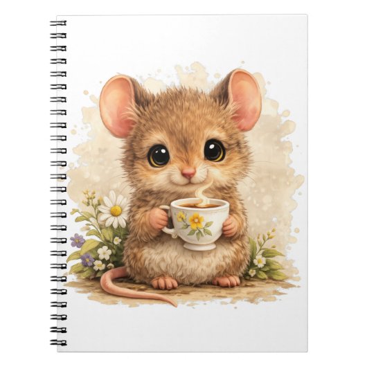Cute Mouse Tea Spiral Notebook Kawaii ノートブック (正面)