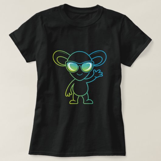 Cute Mouse Wearing Sunglasses T-Shirt Design, Neon Tシャツ (デザイン正面)