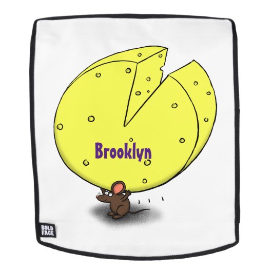 Cute mouse with cheese cartoon illustration バックパック (取り外し可フェース)