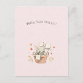 Cute Mouse With Flowers Welcome Baby Girl Daughter ポストカード (正面)