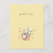 Cute Mouse With Flowers Welcome New Baby Card ポストカード (正面)