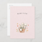 Cute Mouse With Flowers Welcome New Baby Card ポストカード (正面/裏面)