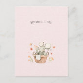 Cute Mouse With Flowers Welcome New Baby Card ポストカード (正面)