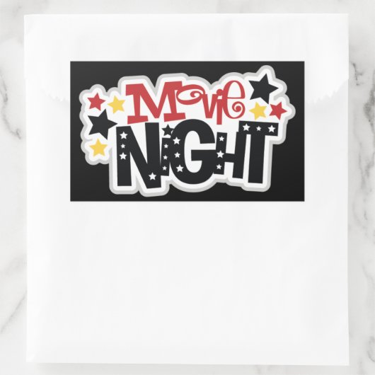 Cute Movie night words sticker 長方形シール (バッグ)
