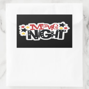 Cute Movie night words sticker 長方形シール