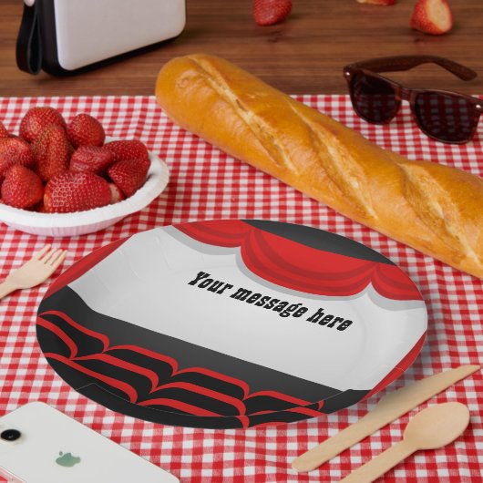 Cute Movie Theameをテーマにしたメッセージの追加パーティー ペーパープレート (ピクニック)