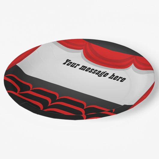 Cute Movie Theameをテーマにしたメッセージの追加パーティー ペーパープレート (アングル)