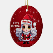 Cute Mrs Santa Claus Character Berry Red Snowy🎄 セラミックオーナメント (右)