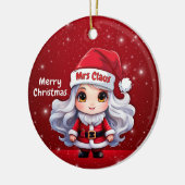 Cute Mrs Santa Claus Character Berry Red Snowy🎄 セラミックオーナメント (左)
