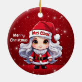 Cute Mrs Santa Claus Character Berry Red Snowy🎄 セラミックオーナメント (裏面)
