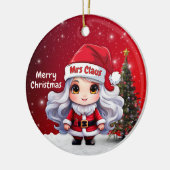 Cute Mrs Santa Claus Character Berry Red Snowy🤶🎄 セラミックオーナメント (左)