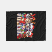 Cute Msky Christmas Dogs With Lights Long Sleeve  フリースブランケット (正面(横))