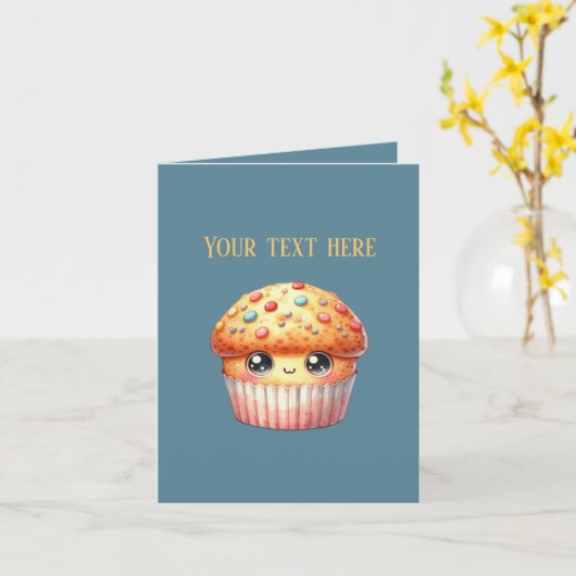 Cute muffin lovers Bakery vendors customizable カード (黄色い花)