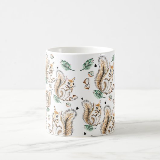 Cute mug with adorable squirrels pattern コーヒーマグカップ (中央)